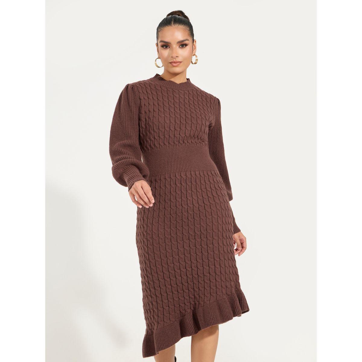 Styli Limited Asymmetric Hem Textured Sweater Midi Dress-women-clothing-dresses-image-5