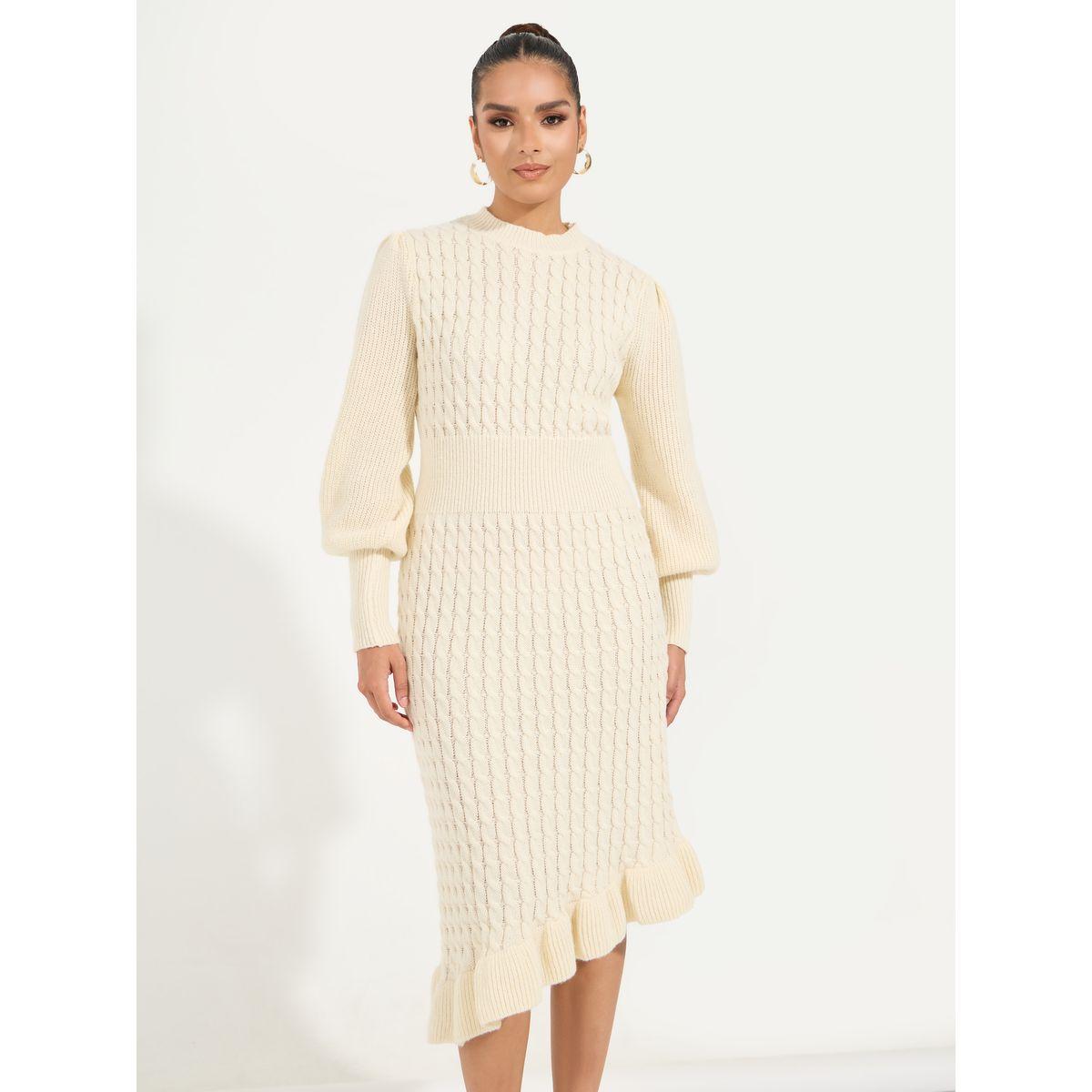 Styli Limited Asymmetric Hem Textured Sweater Midi Dress-women-clothing-dresses-image-2