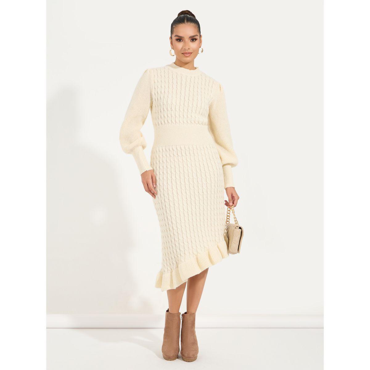 Styli Limited Asymmetric Hem Textured Sweater Midi Dress-women-clothing-dresses-image-4