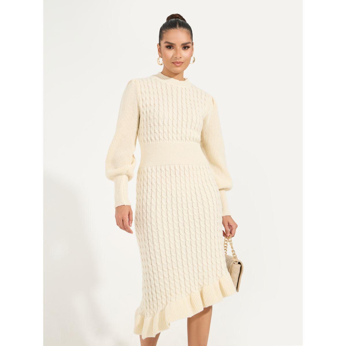 Styli Limited Asymmetric Hem Textured Sweater Midi Dress-women-clothing-dresses-image-5
