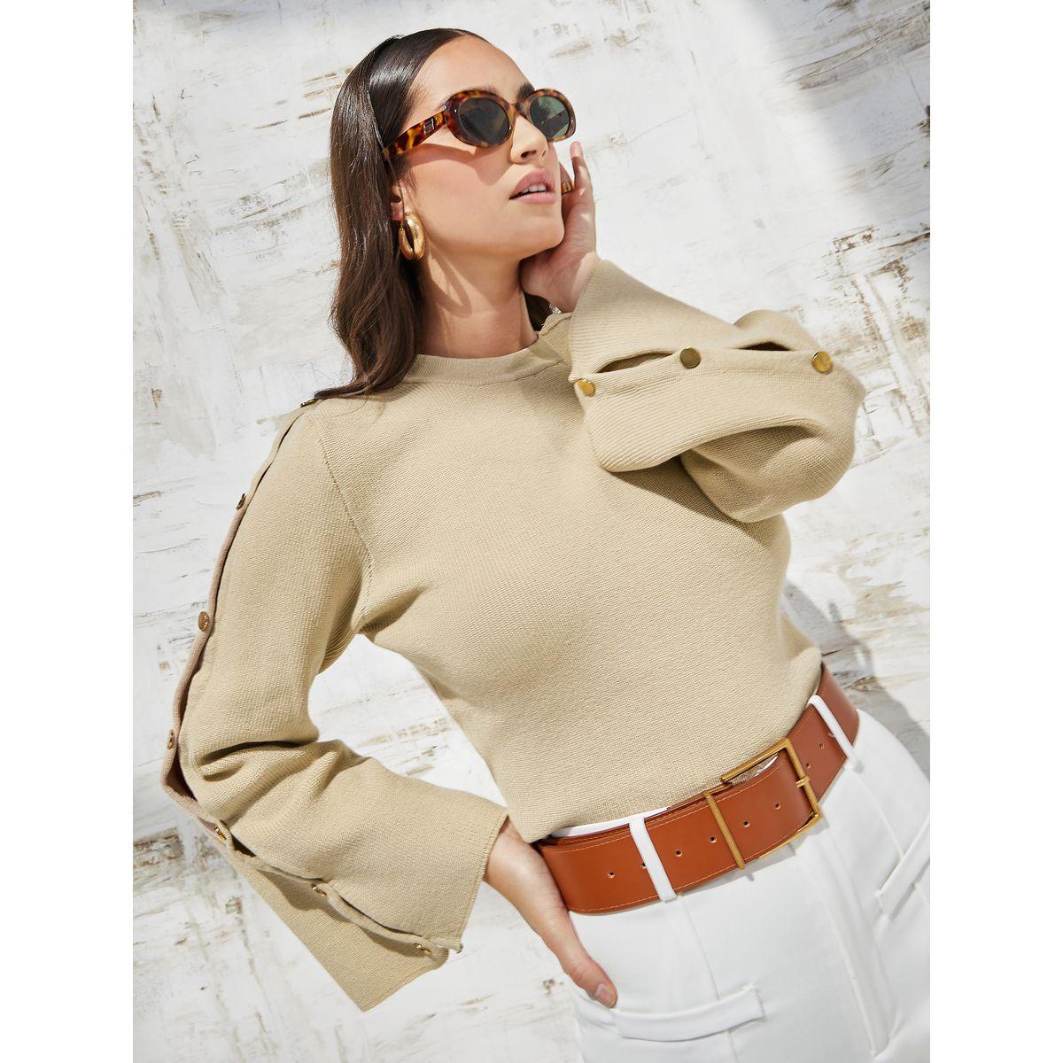 Styli Elevate Heavy Gauge Ribbed Sweater with Button Sleeve-women-clothing-cardigansandjumpers-jumpers-image-3