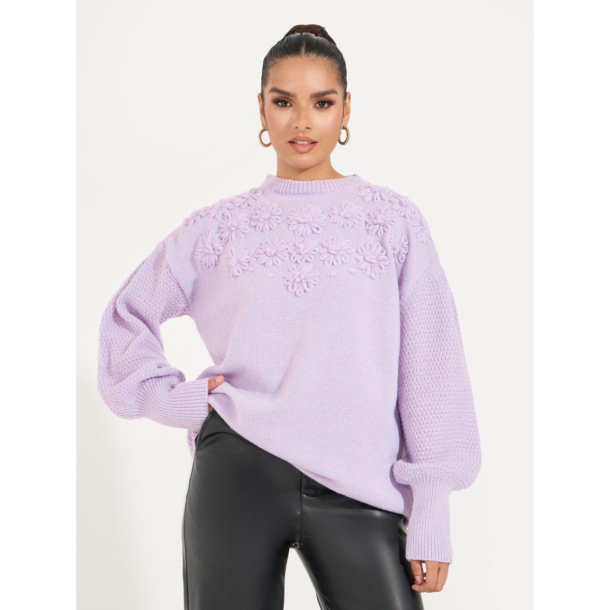 Styli Elevate Oversized Floral Embroidered Knit Sweater-women-clothing-cardigansandjumpers-jumpers-image-1