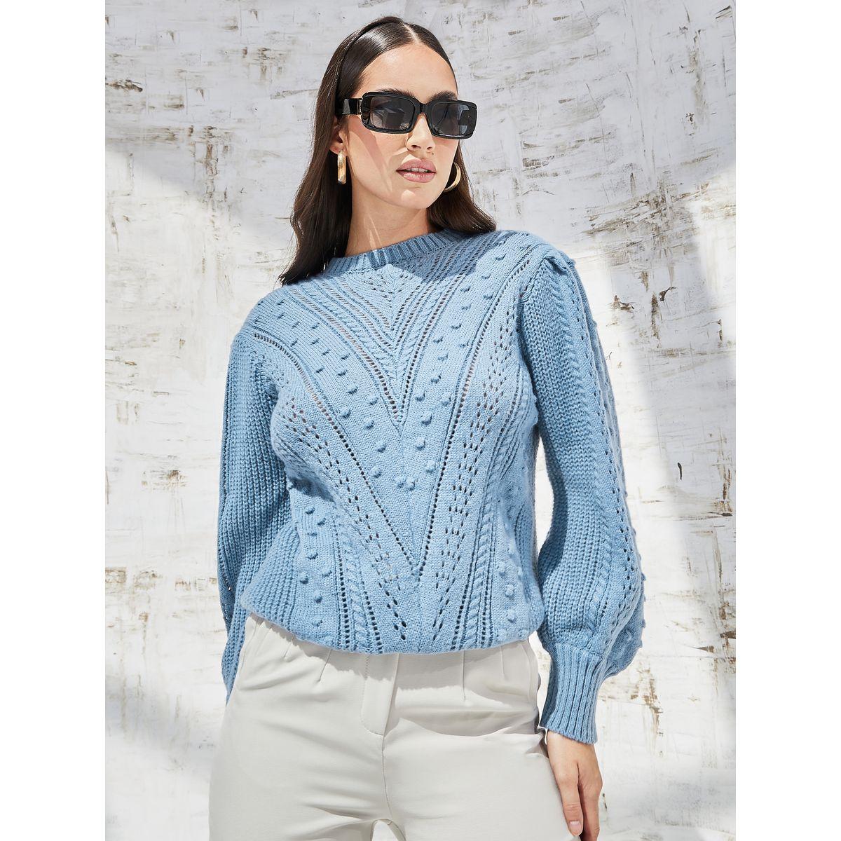 Styli Elevate Regular Fit Fancy Knit Puff Sleeve Sweater-women-clothing-cardigansandjumpers-jumpers-image-1