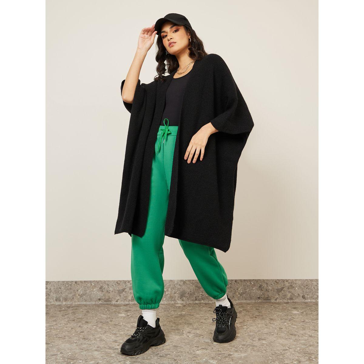 Styli Oversized Knitted Open Front Longline Cardigan-women-winterwear-cardigansandjumpers-cardigans-image-2