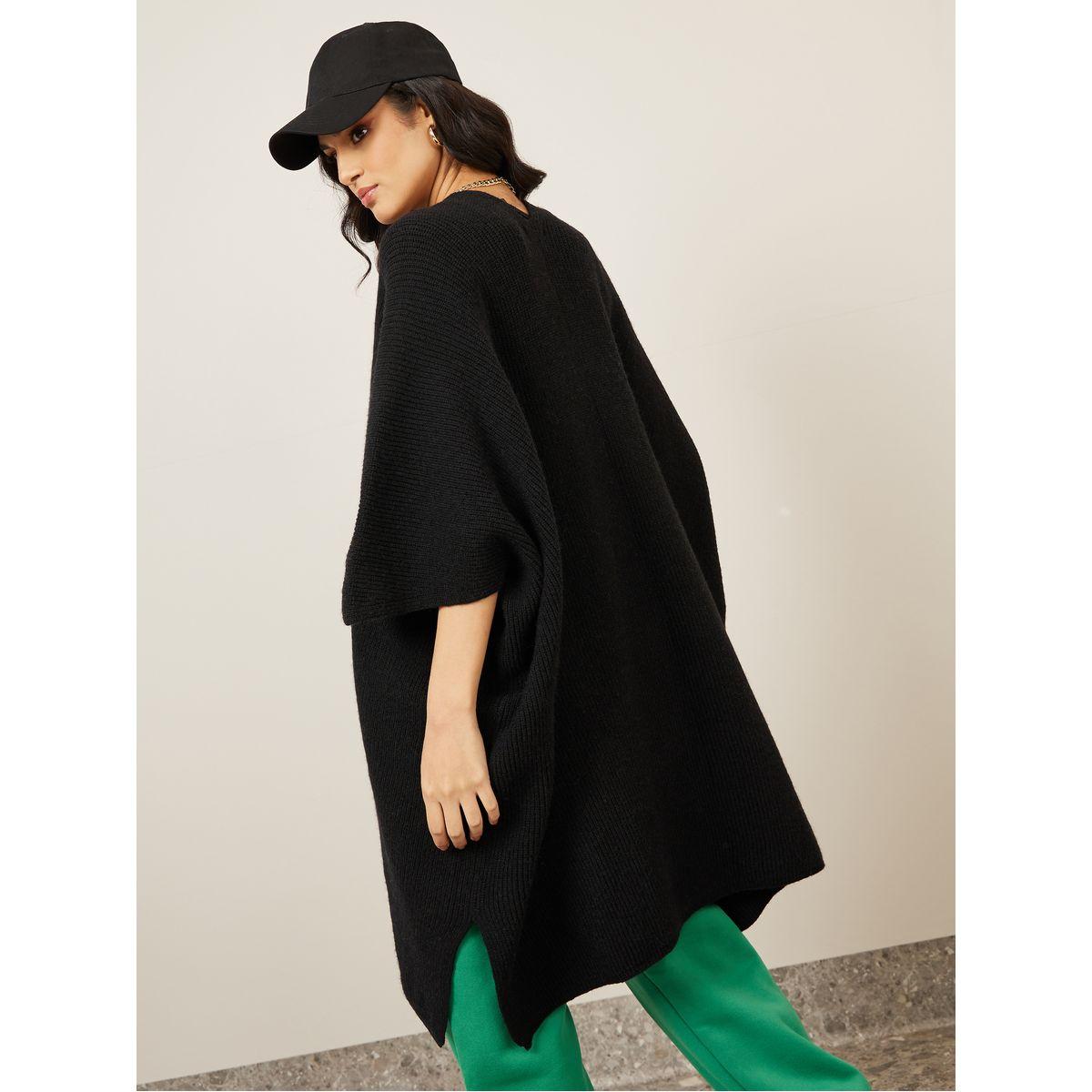 Styli Oversized Knitted Open Front Longline Cardigan-women-winterwear-cardigansandjumpers-cardigans-image-4
