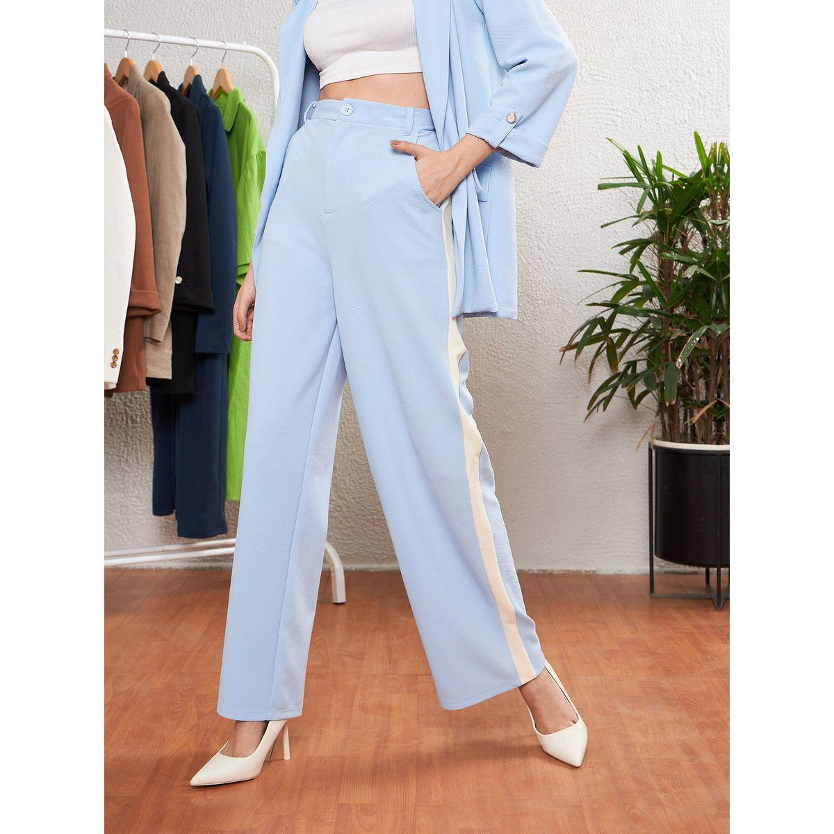 Sassafras X Styli Solid Side Tape Detail Straight Fit Trousers-women-clothing-bottoms-trousers-image-1