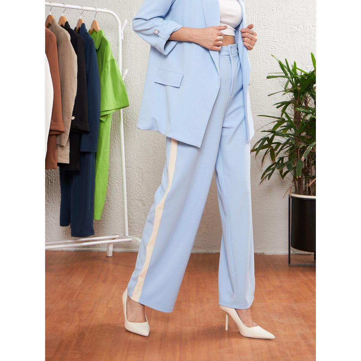 بنطال سادة بقصة مستقيمة ساسافراس × ستايلي-women-clothing-bottoms-trousers-image-3