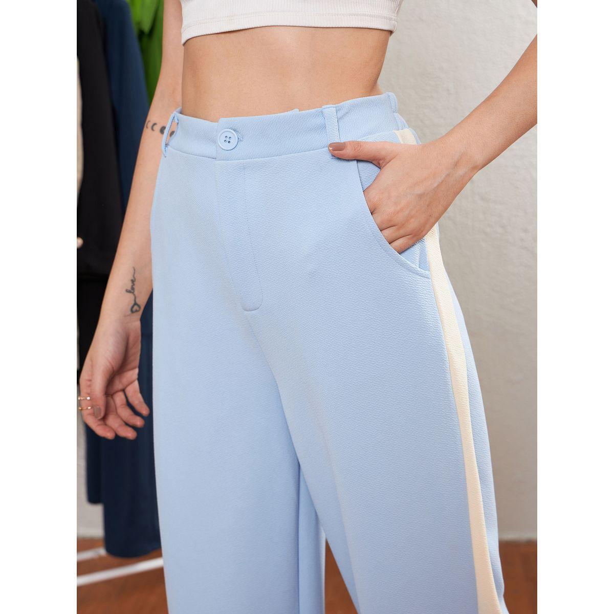 Sassafras X Styli Solid Side Tape Detail Straight Fit Trousers-women-clothing-bottoms-trousers-image-4