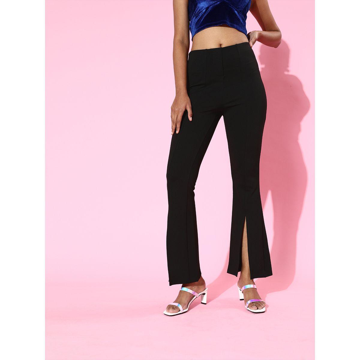بنطال سادة بخصر عالي ساسافراس × ستايلي-women-clothing-bottoms-trousers-image-1
