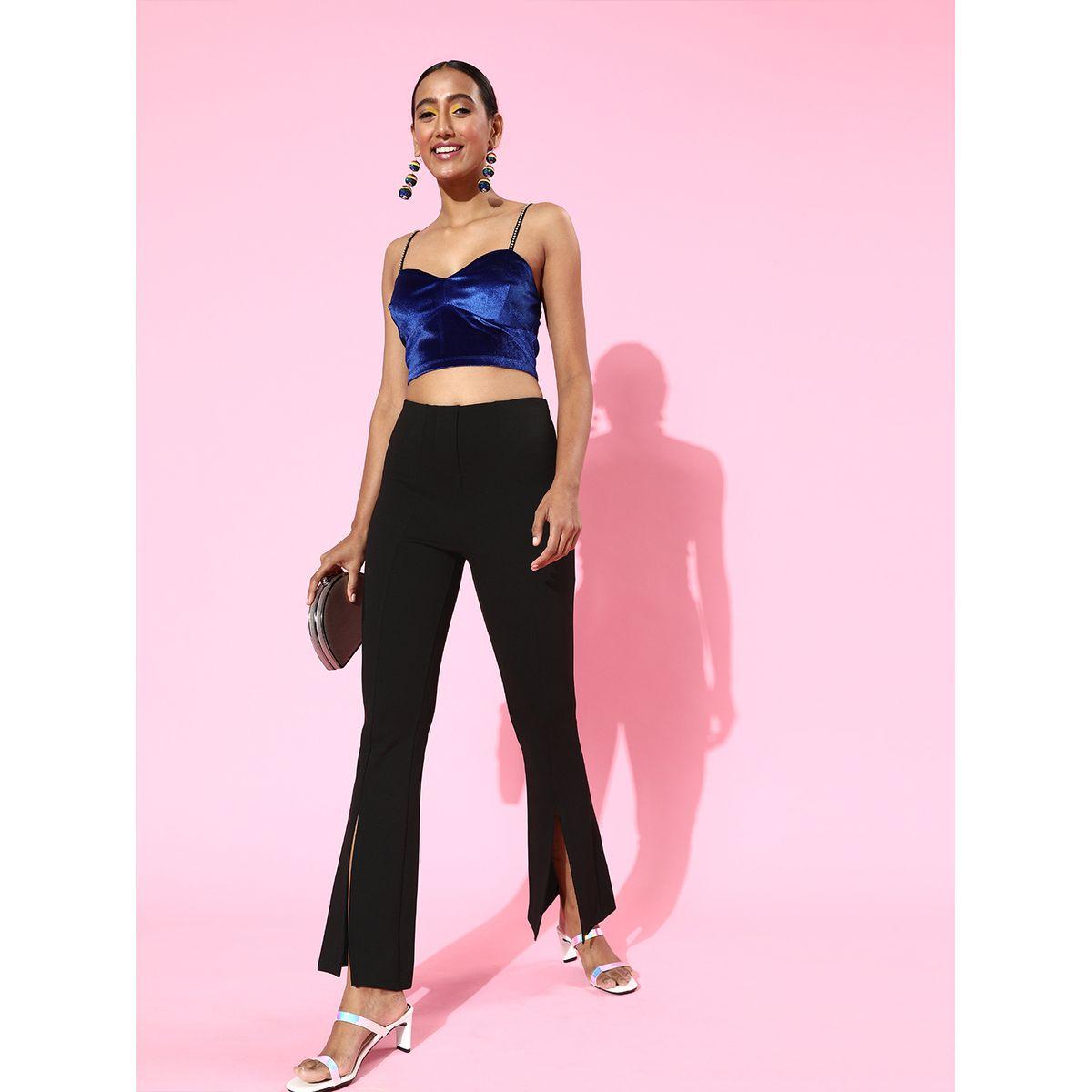 بنطال سادة بخصر عالي ساسافراس × ستايلي-women-clothing-bottoms-trousers-image-4