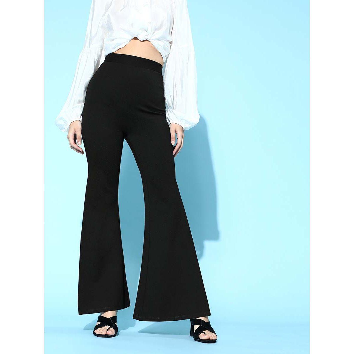Sassafras X Styli Solid Side Slit Flare Fit Trousers-women-clothing-bottoms-trousers-image-3