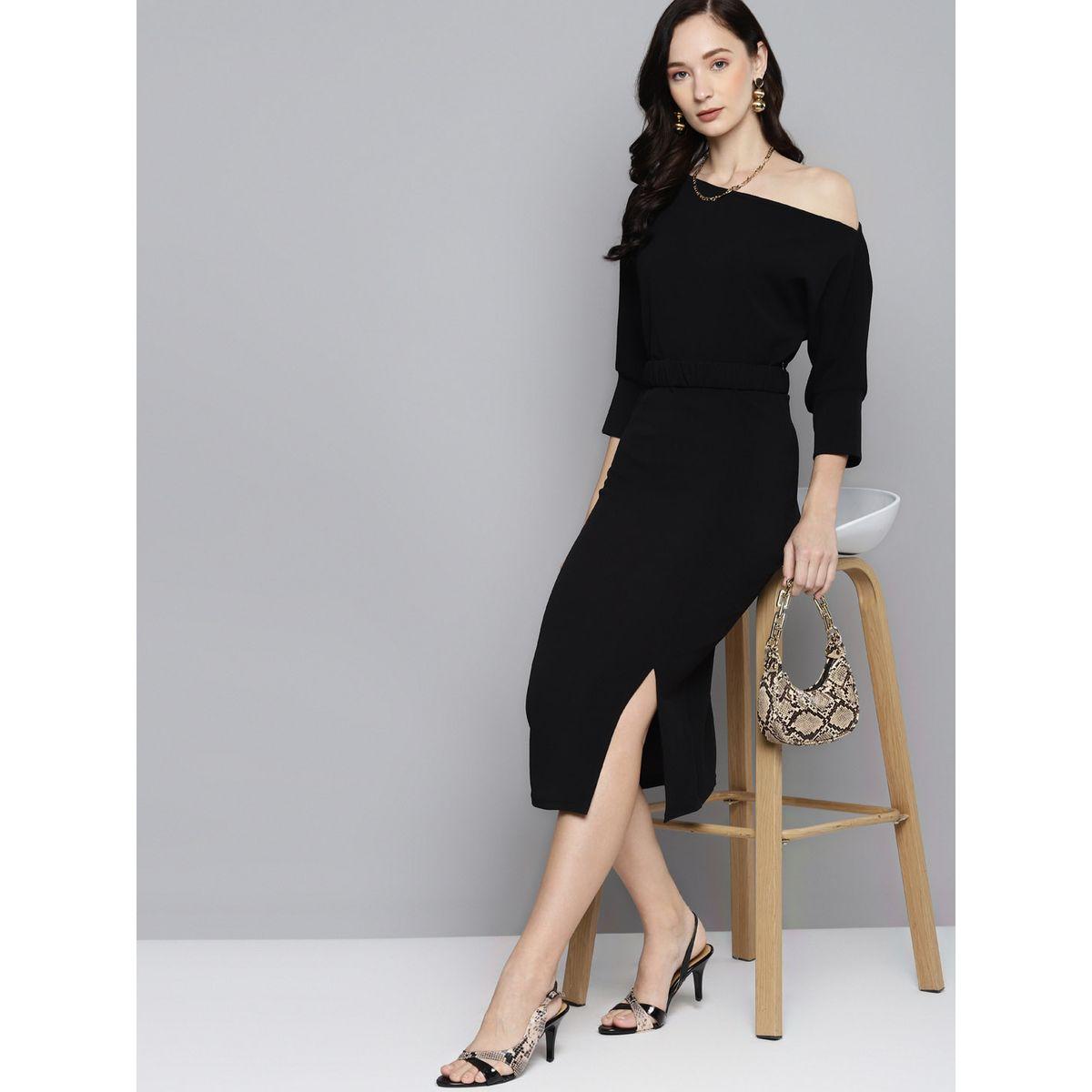 فستان ميدي بكتف منخفض ساسافراس × ستايلي-women-clothing-dresses-image-4