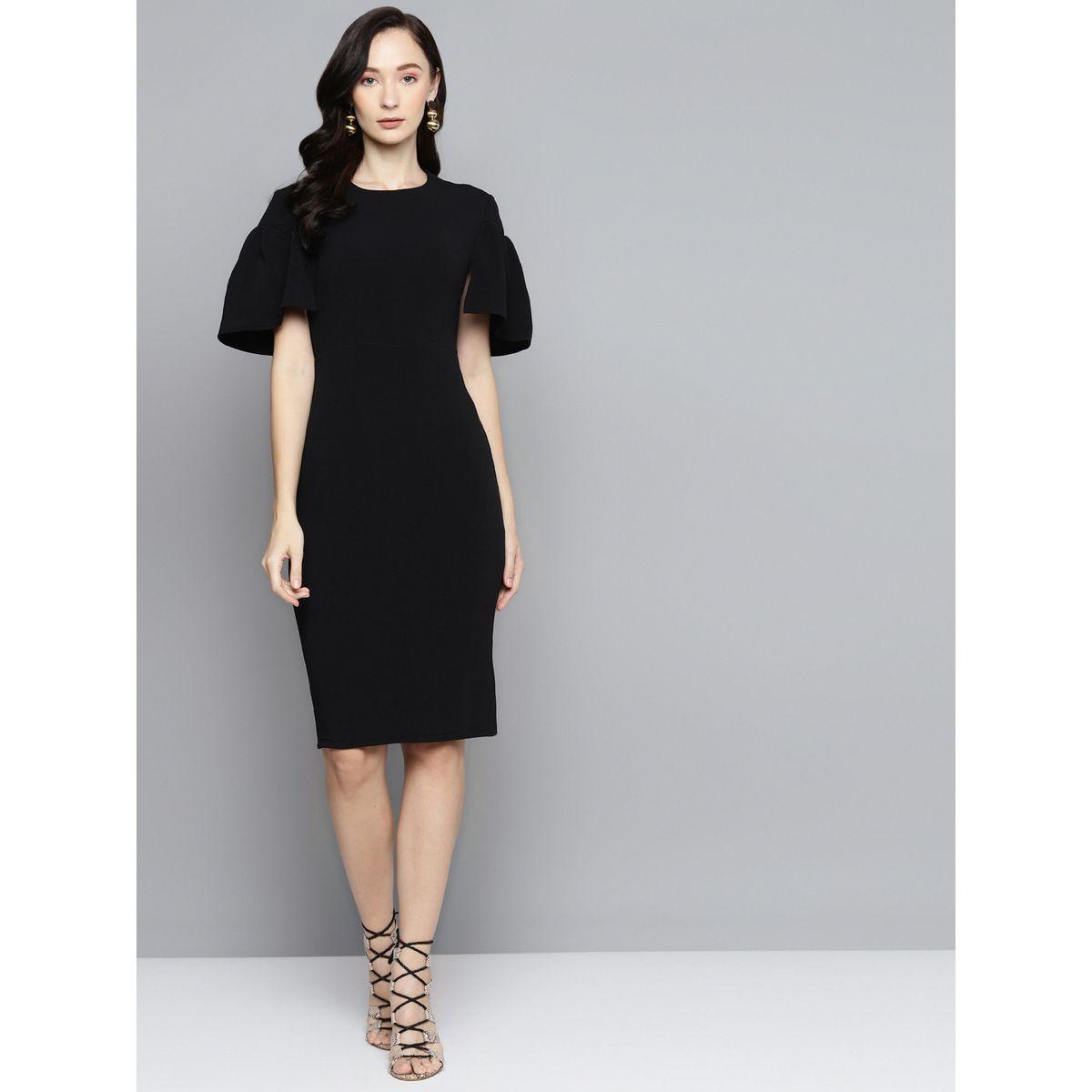 Sassafras X Styli Solid Cape Sleeve Bodycon Dress-women-clothing-dresses-image-1