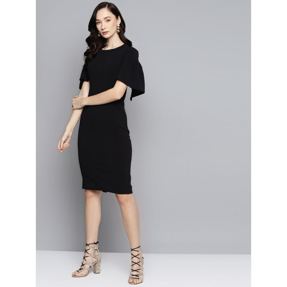 Sassafras X Styli Solid Cape Sleeve Bodycon Dress-women-clothing-dresses-image-2