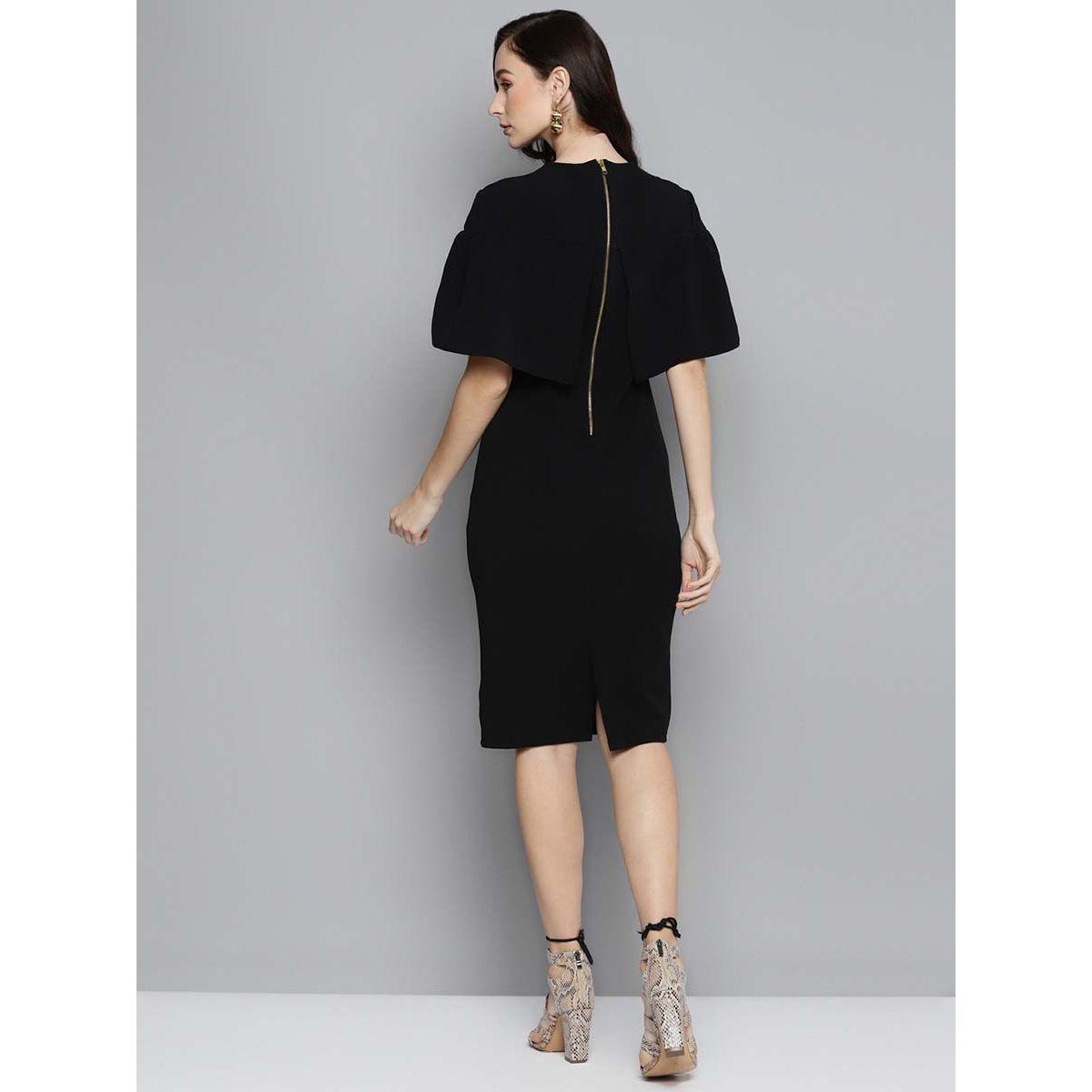 Sassafras X Styli Solid Cape Sleeve Bodycon Dress-women-clothing-dresses-image-3