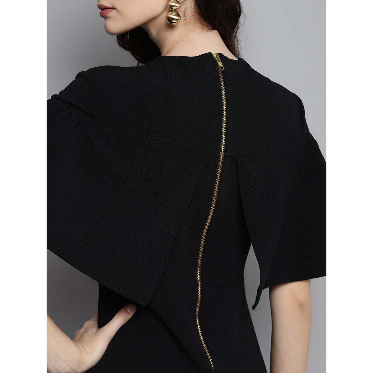 Sassafras X Styli Solid Cape Sleeve Bodycon Dress-women-clothing-dresses-image-5