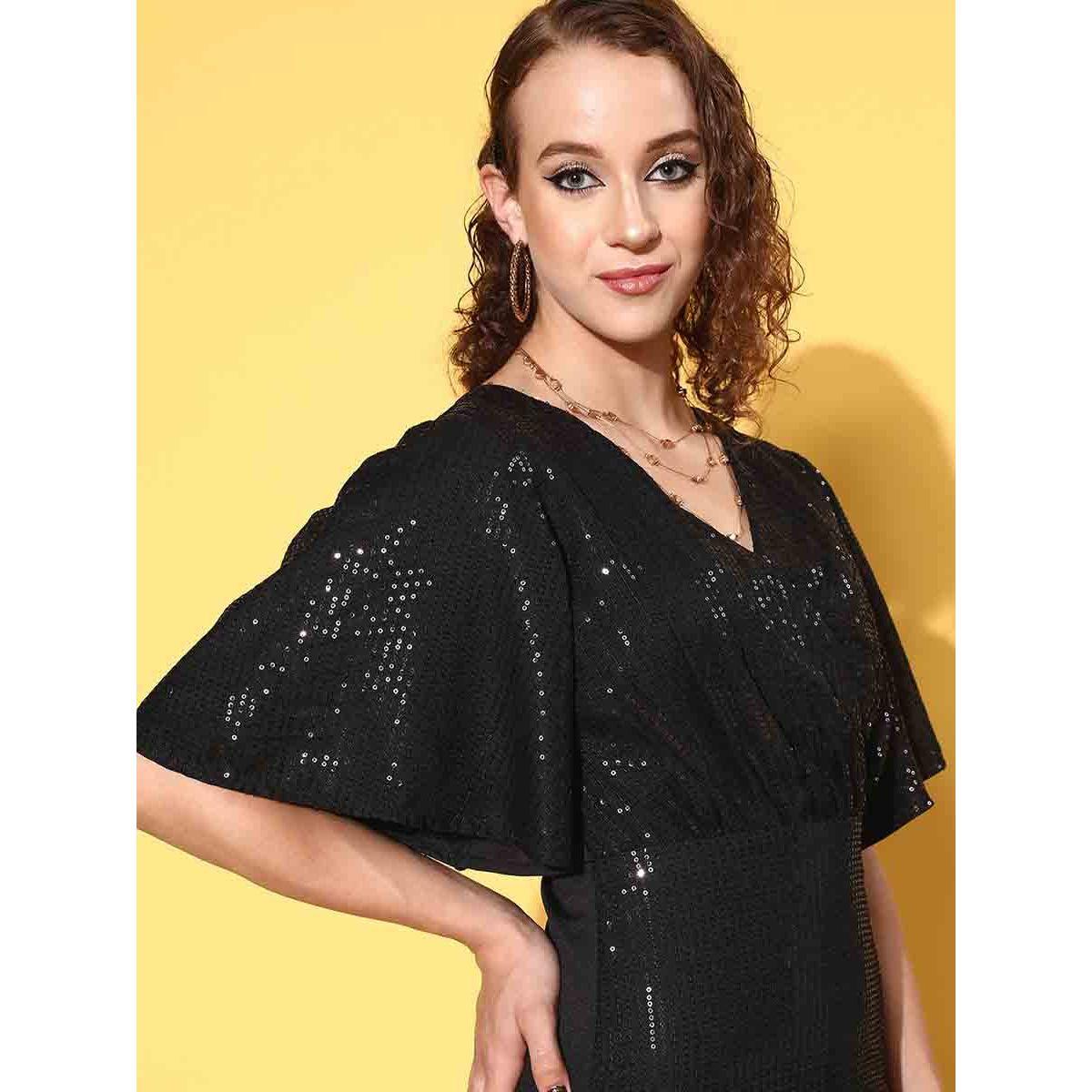 Sassafras X Styli Sequin Pattern Wrap Front Midi Dress-women-clothing-dresses-image-5