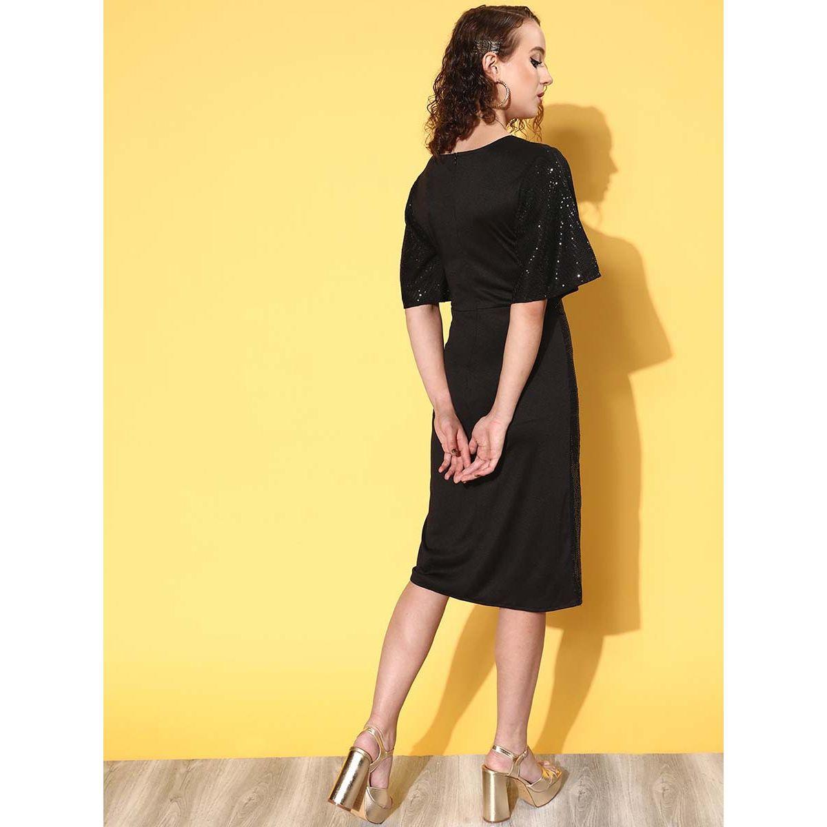 Sassafras X Styli Sequin Pattern Wrap Front Midi Dress-women-clothing-dresses-image-6