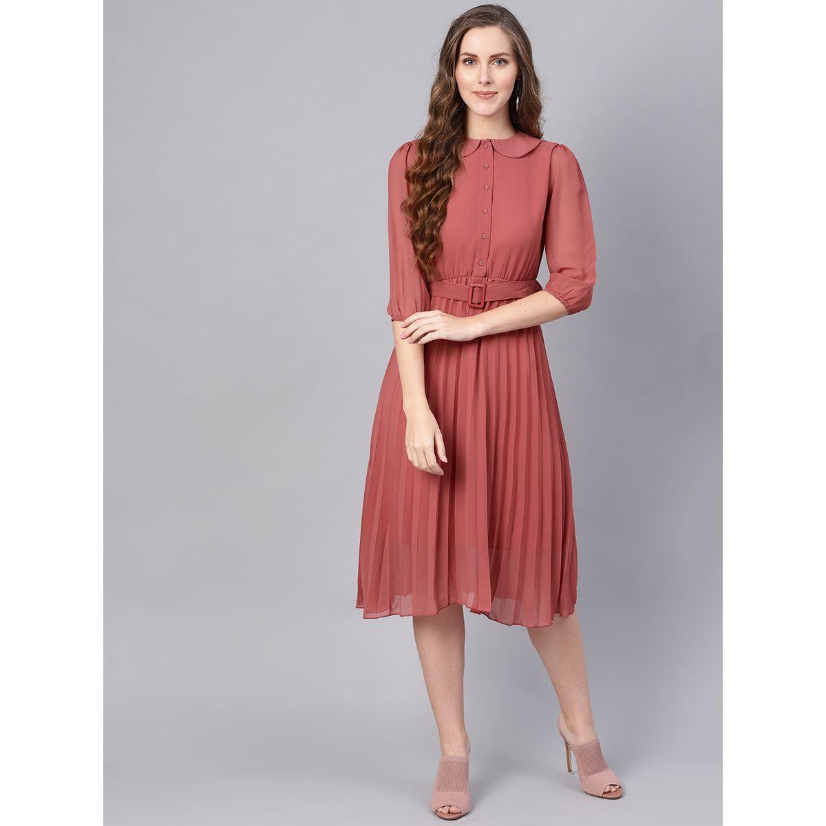 فستان ميدي بياقة بيتر بان ساسافراس × ستايلي-women-clothing-dresses-image-1