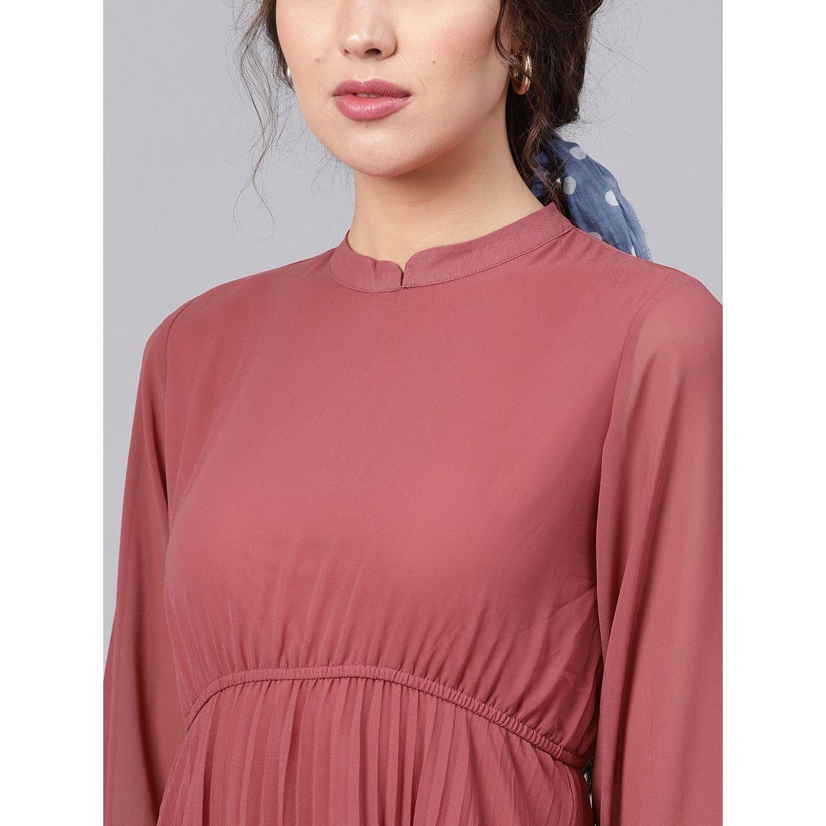 Sassafras X Styli Mandrain Collar Pleated Skater Knee Length Dress-women-clothing-dresses-image-5