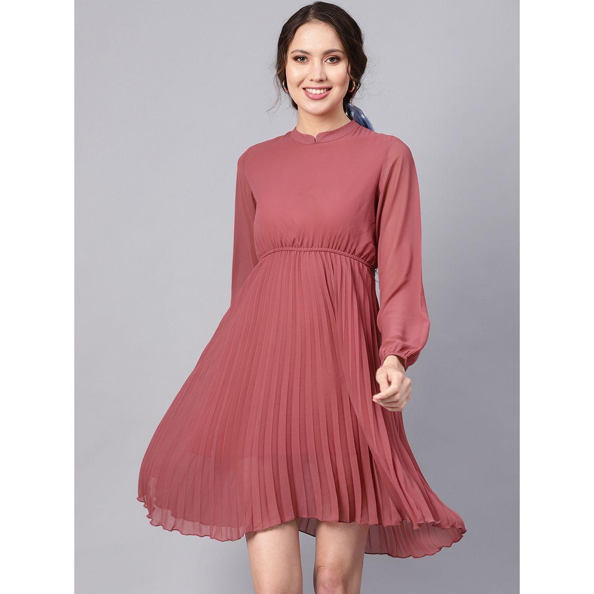 Sassafras X Styli Mandrain Collar Pleated Skater Knee Length Dress-women-clothing-dresses-image-6