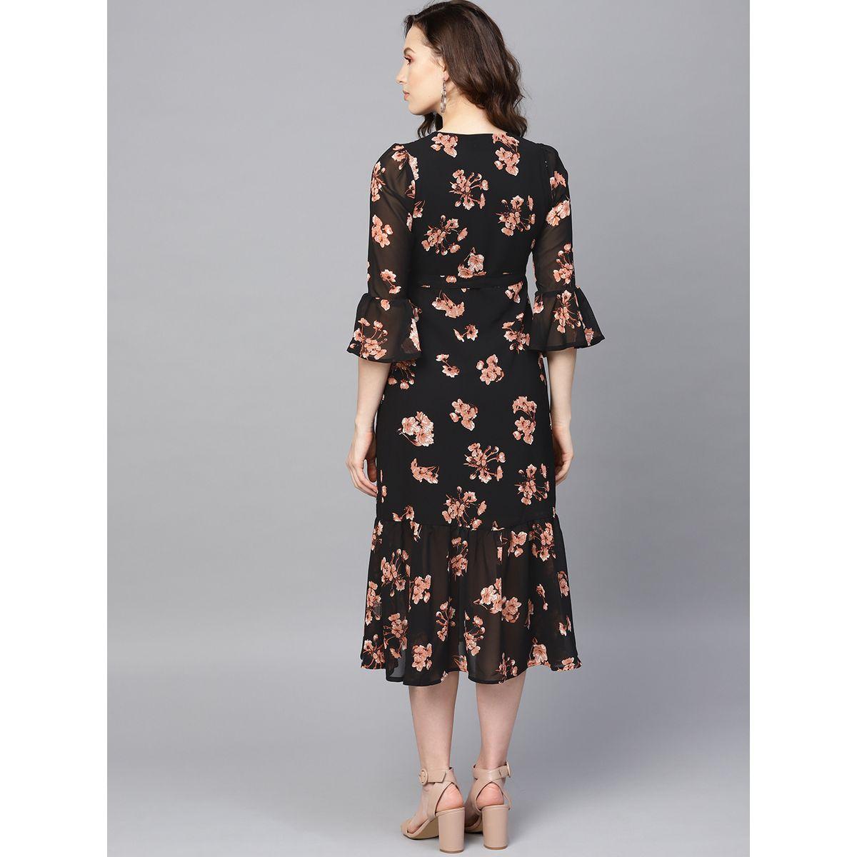 Sassafras X Styli Floral Print Wrap Tie Detail Midi Dress-women-clothing-dresses-image-3