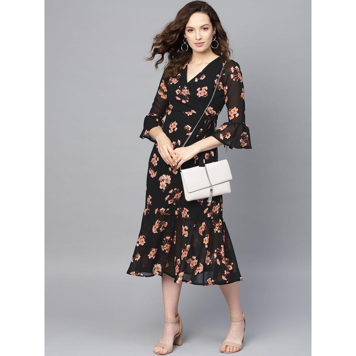 Sassafras X Styli Floral Print Wrap Tie Detail Midi Dress-women-clothing-dresses-image-4