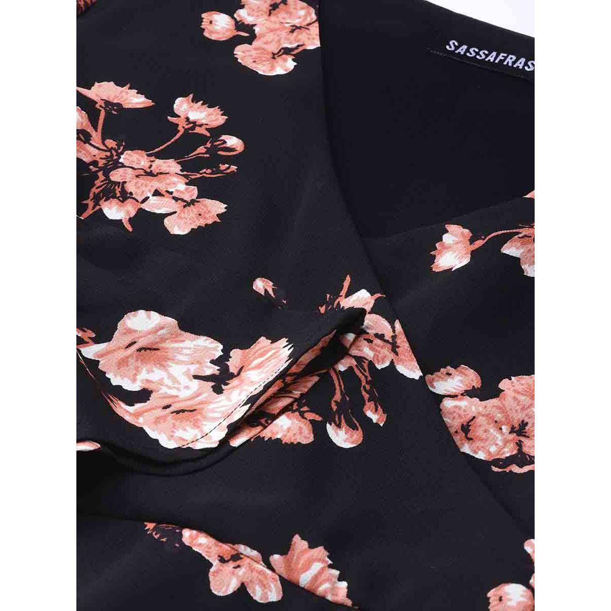 Sassafras X Styli Floral Print Wrap Tie Detail Midi Dress-women-clothing-dresses-image-5