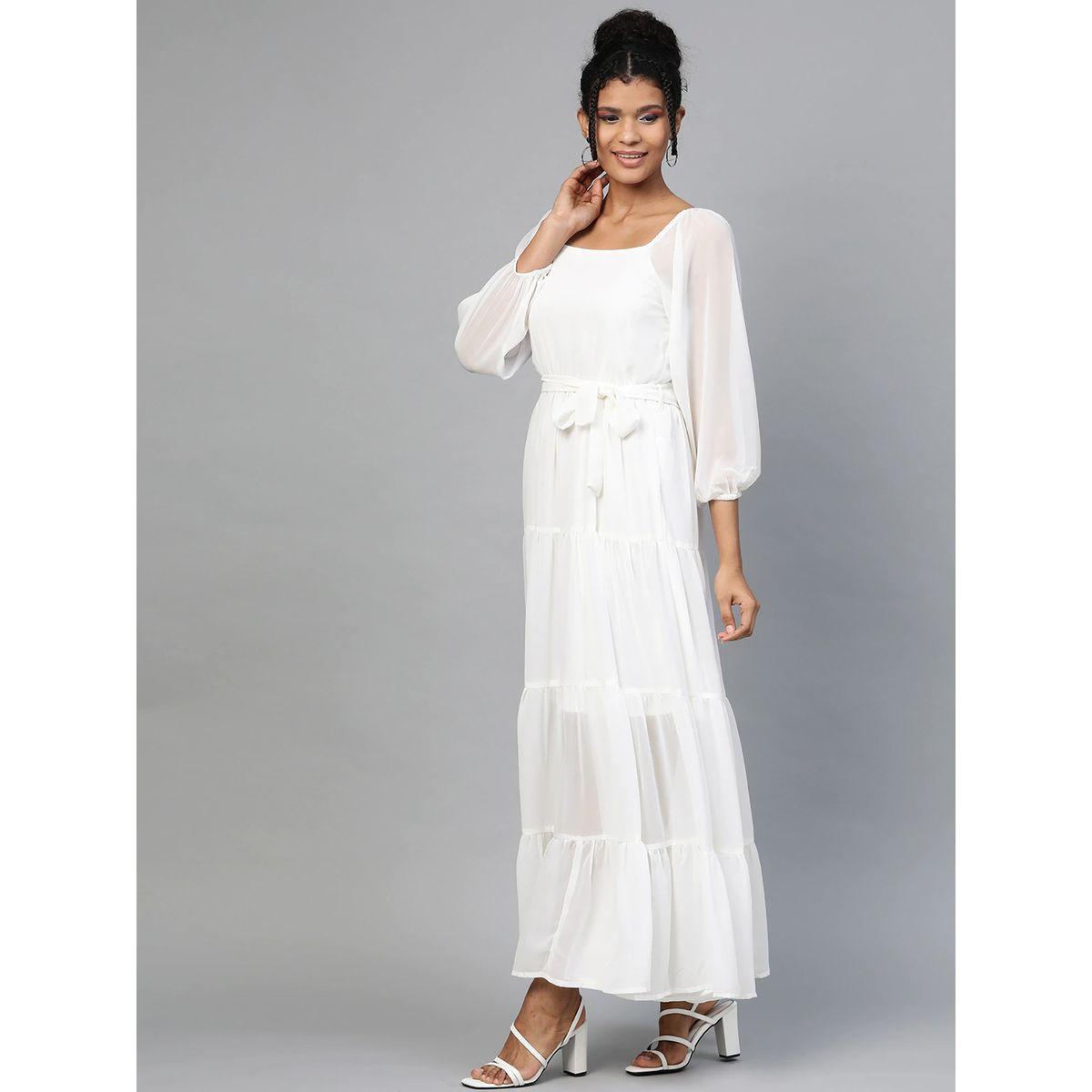 Sassafras X Styli Solid Tiered Square Neck Maxi Dress-women-clothing-dresses-image-1