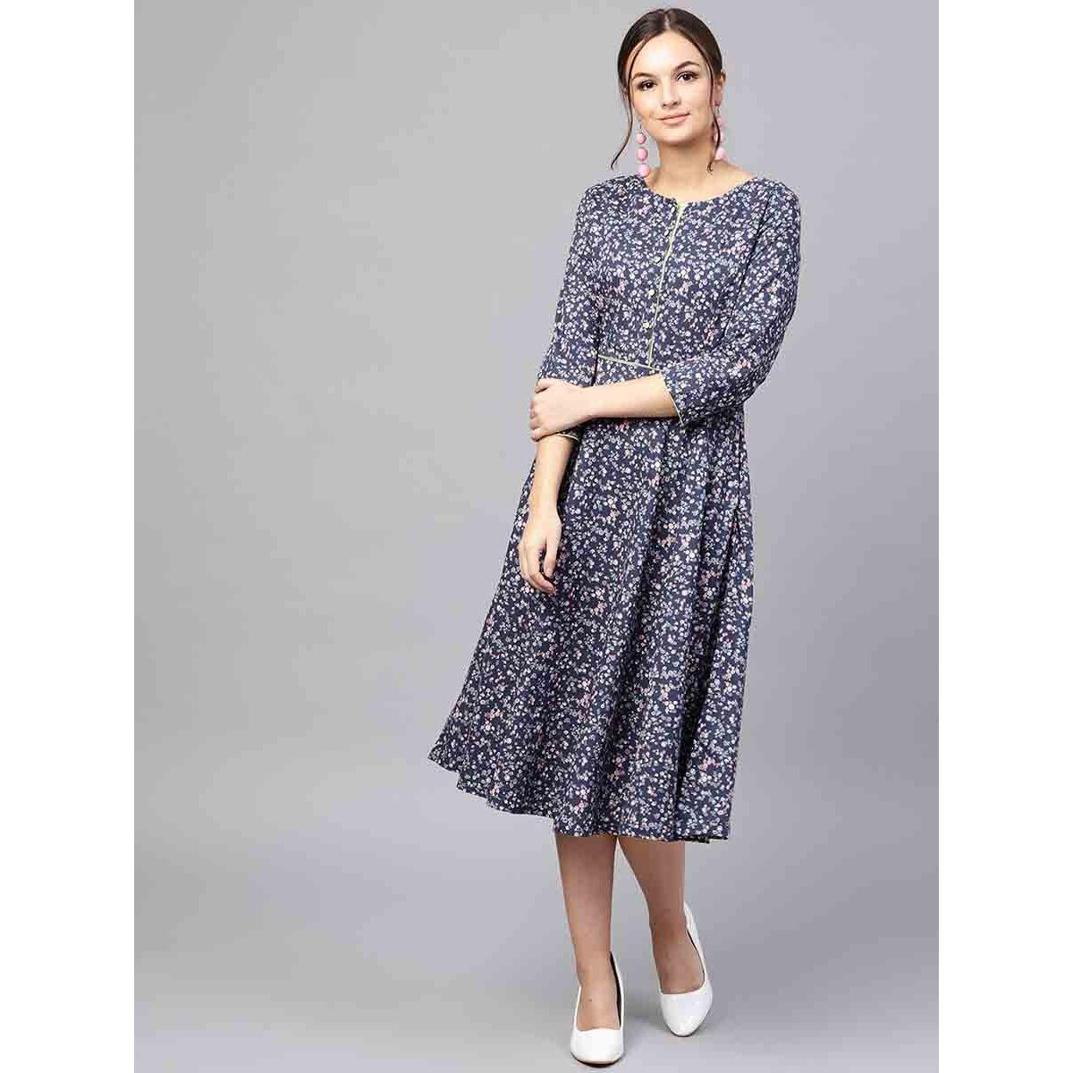 Floral Print A-Line Midi Dress-women-clothing-dresses-image-1