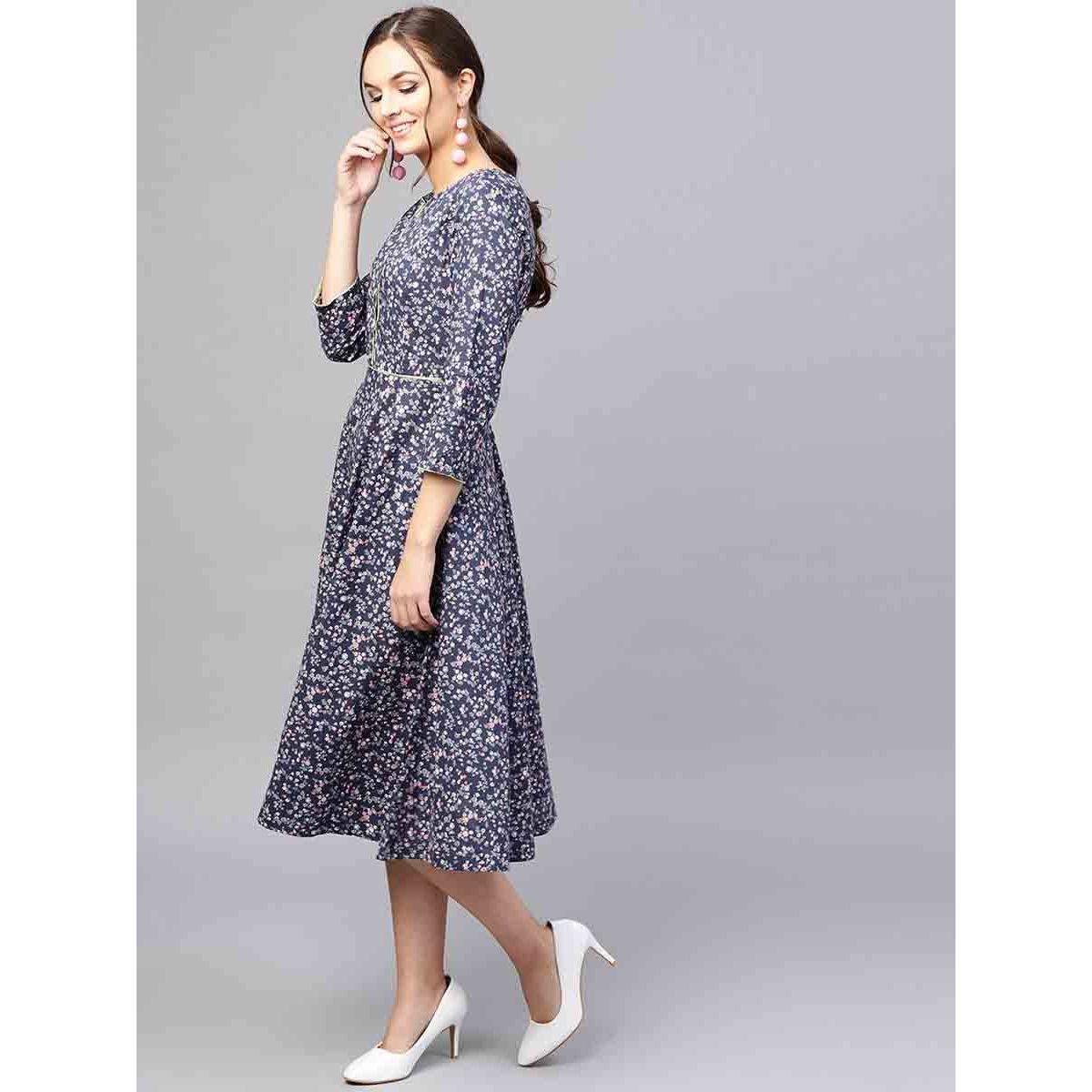 فستان ميدي مطبع بزهور-women-clothing-dresses-image-2