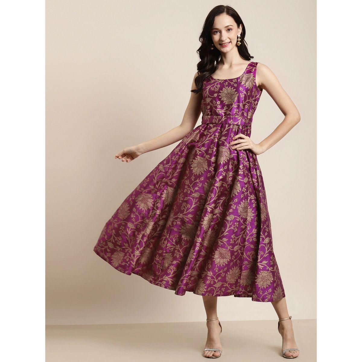 Sassafras X Styli Jacquard Floral Print Self Belt Maxi Dress-women-clothing-dresses-image-1