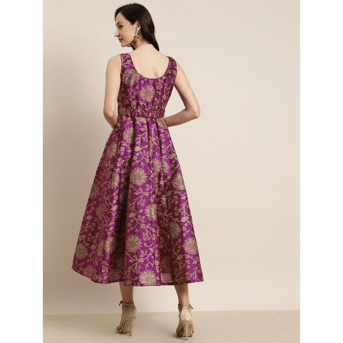 Sassafras X Styli Jacquard Floral Print Self Belt Maxi Dress-women-clothing-dresses-image-3