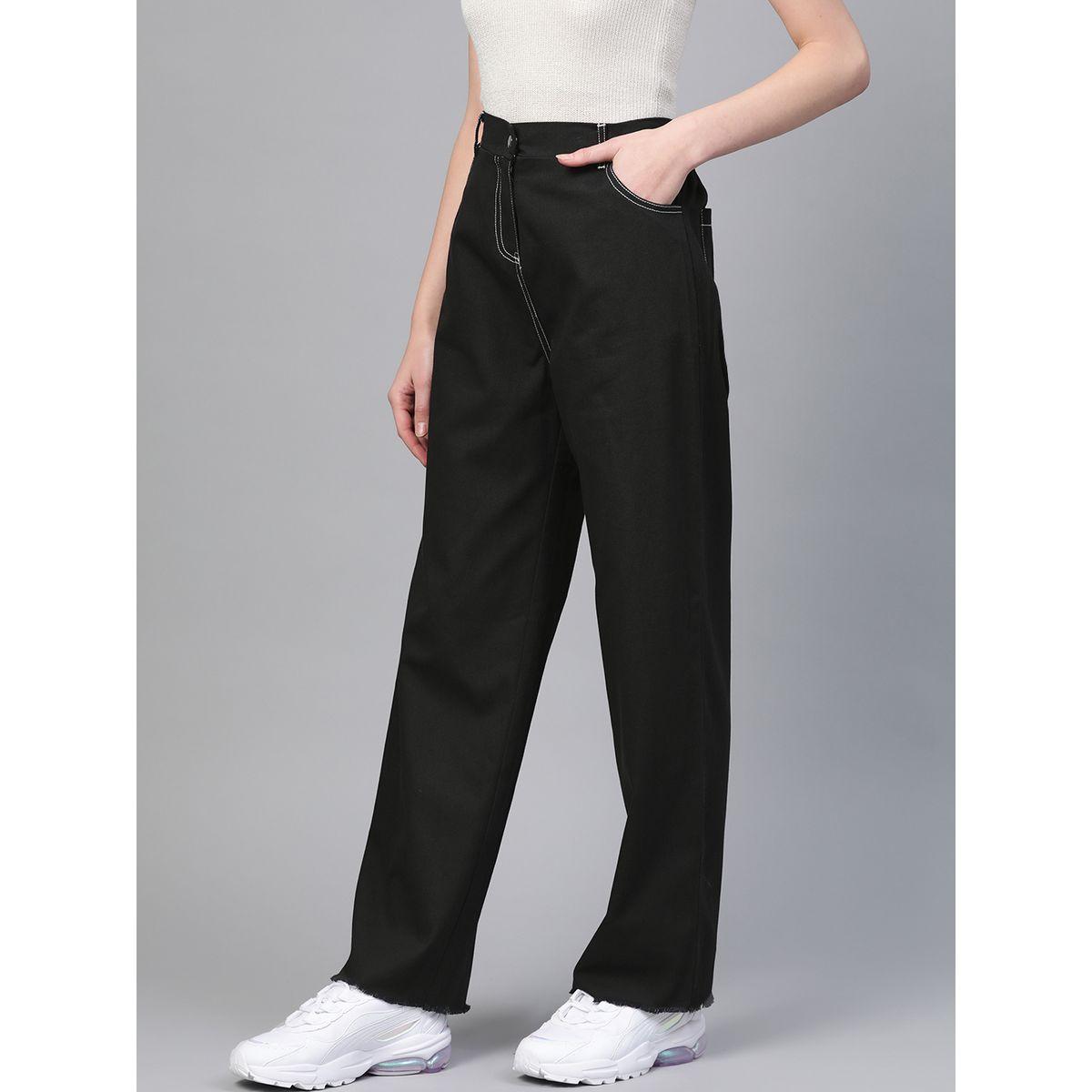 جينز سادة بتداخلات مدروزة ساسافراس × ستايلي-women-clothing-bottoms-jeans-image-2