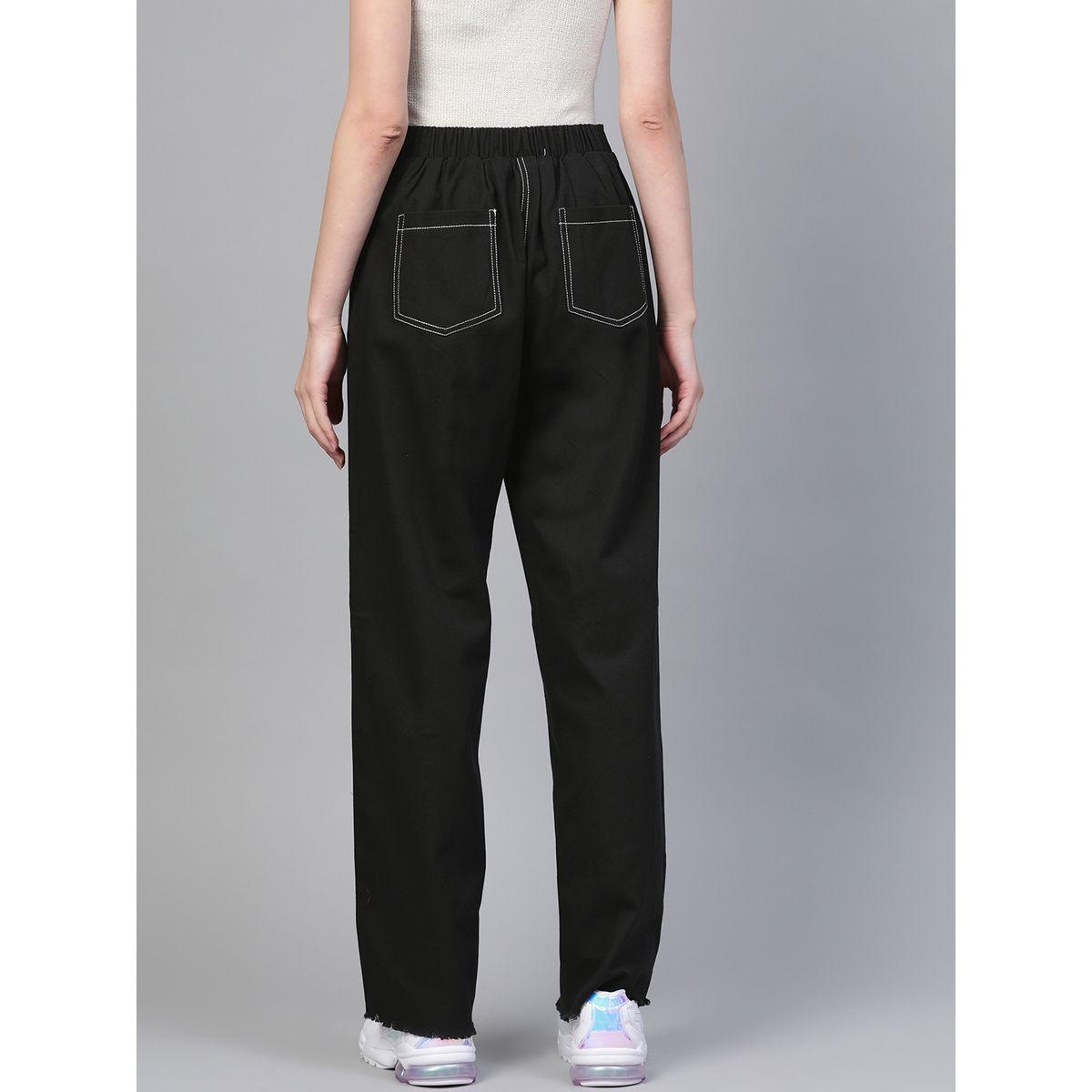 جينز سادة بتداخلات مدروزة ساسافراس × ستايلي-women-clothing-bottoms-jeans-image-3