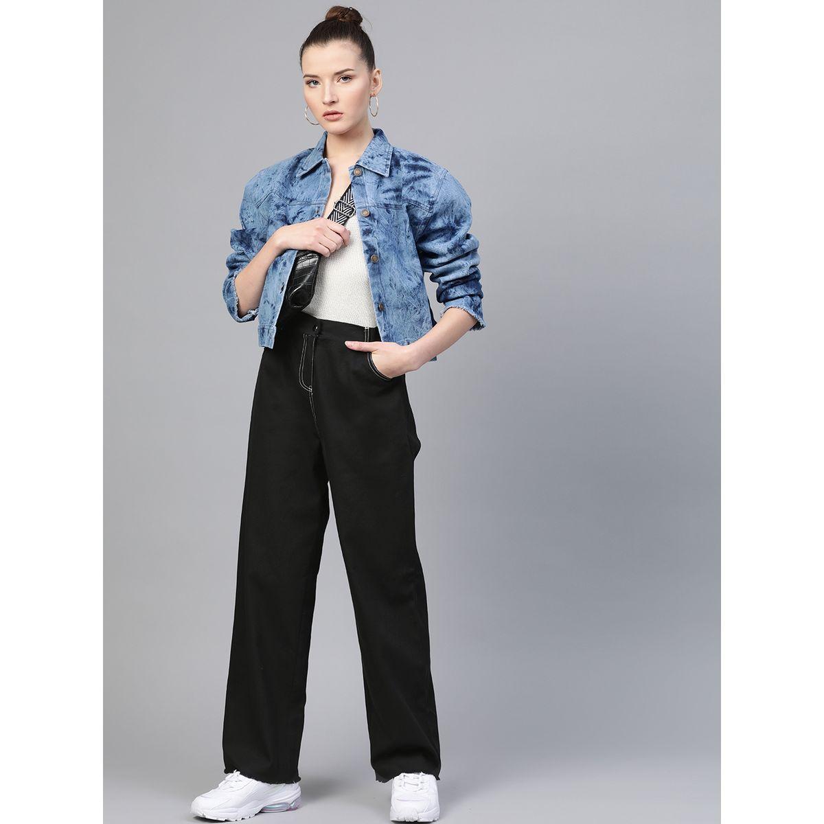 جينز سادة بتداخلات مدروزة ساسافراس × ستايلي-women-clothing-bottoms-jeans-image-4