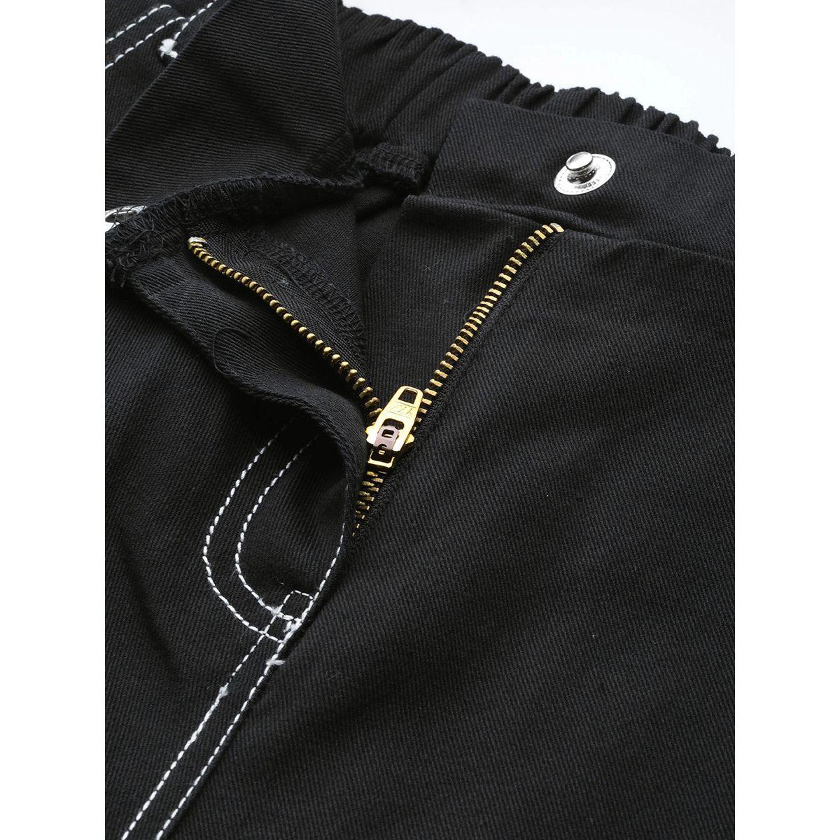 جينز سادة بتداخلات مدروزة ساسافراس × ستايلي-women-clothing-bottoms-jeans-image-5