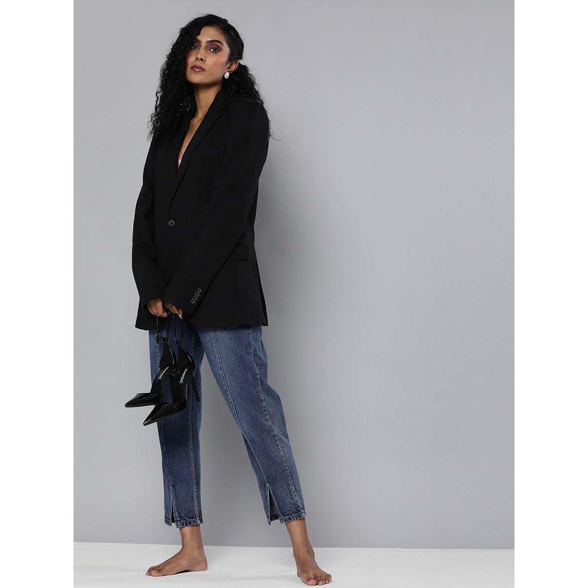 Sassafras X Styli Solid Slit Detail Straight Fit Jeans-women-clothing-bottoms-jeans-image-1