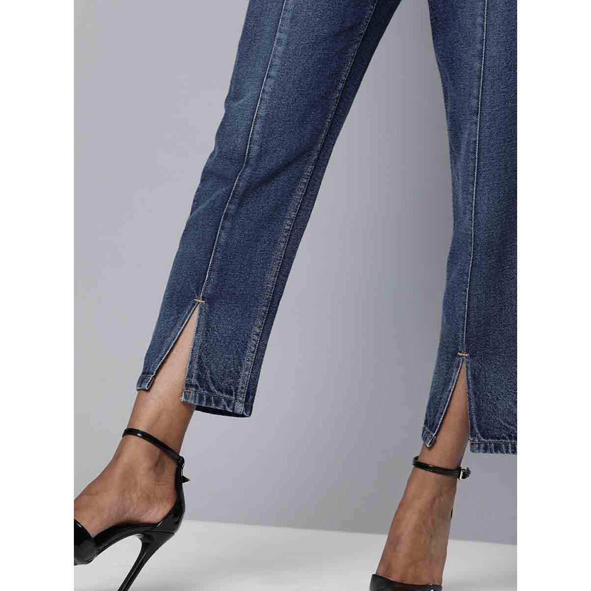 Sassafras X Styli Solid Slit Detail Straight Fit Jeans-women-clothing-bottoms-jeans-image-2