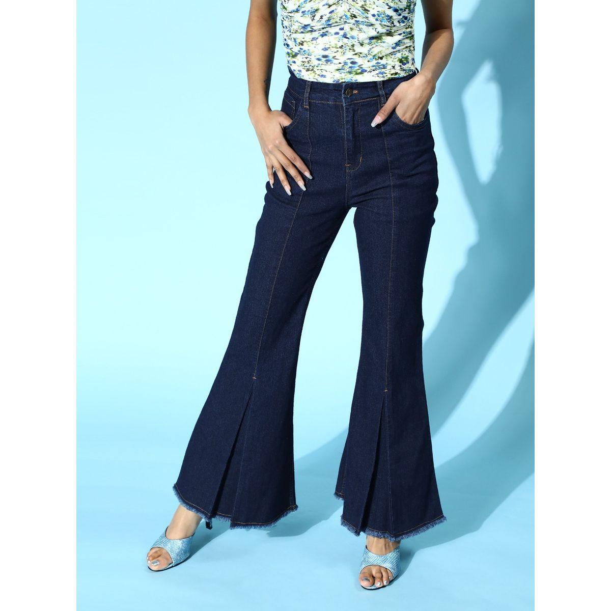 جينز سادة بقصة مستدقة ساسافراس × ستايلي-women-clothing-bottoms-jeans-image-1