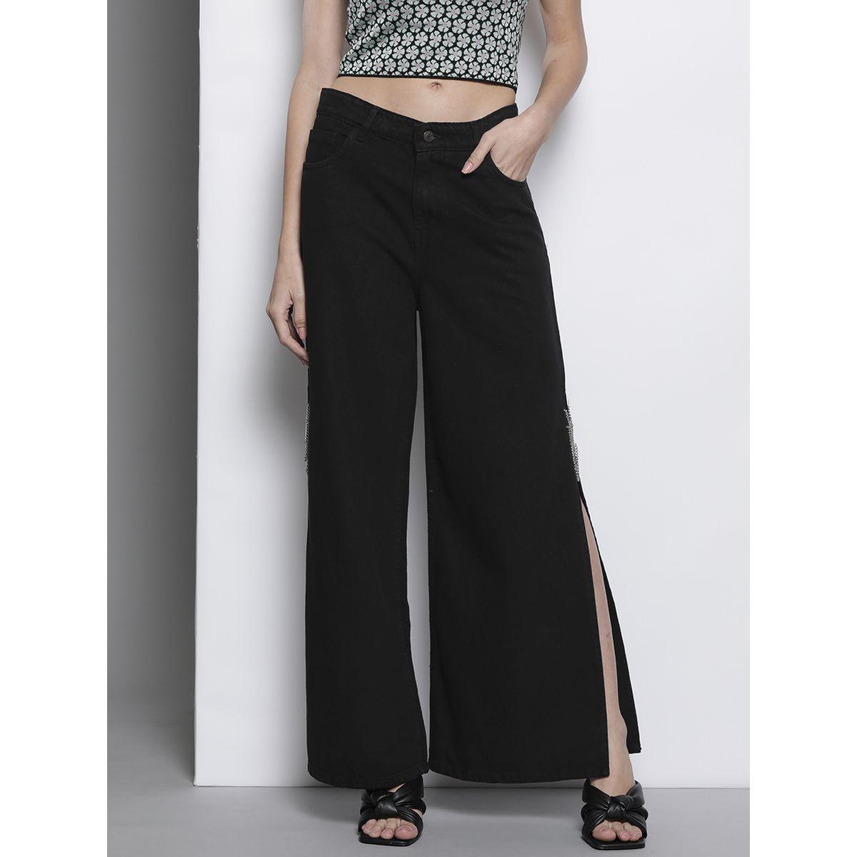 Sassafras X Styli Solid Chain Detail Side Slit Jeans-women-clothing-bottoms-jeans-image-2