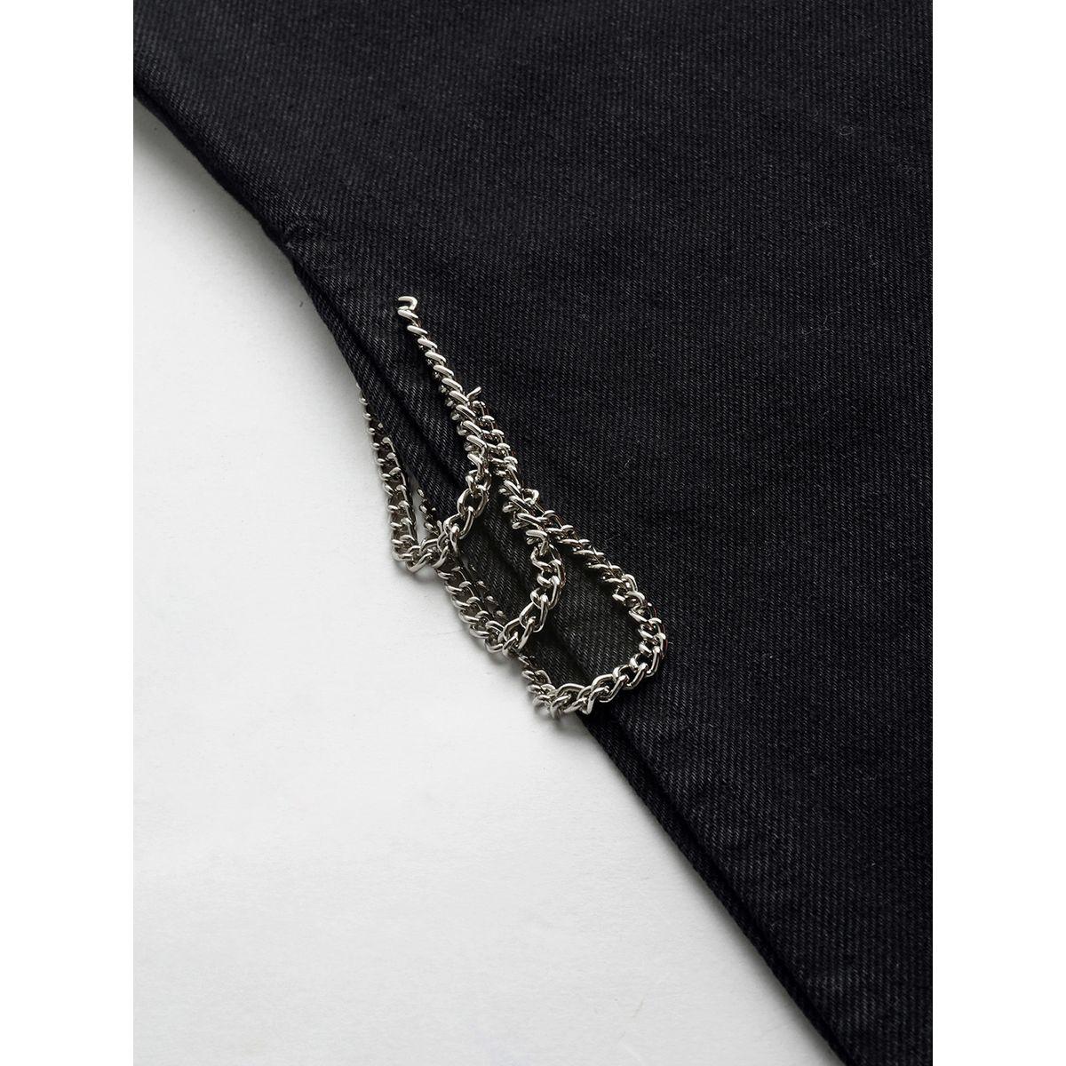 Sassafras X Styli Solid Chain Detail Side Slit Jeans-women-clothing-bottoms-jeans-image-7