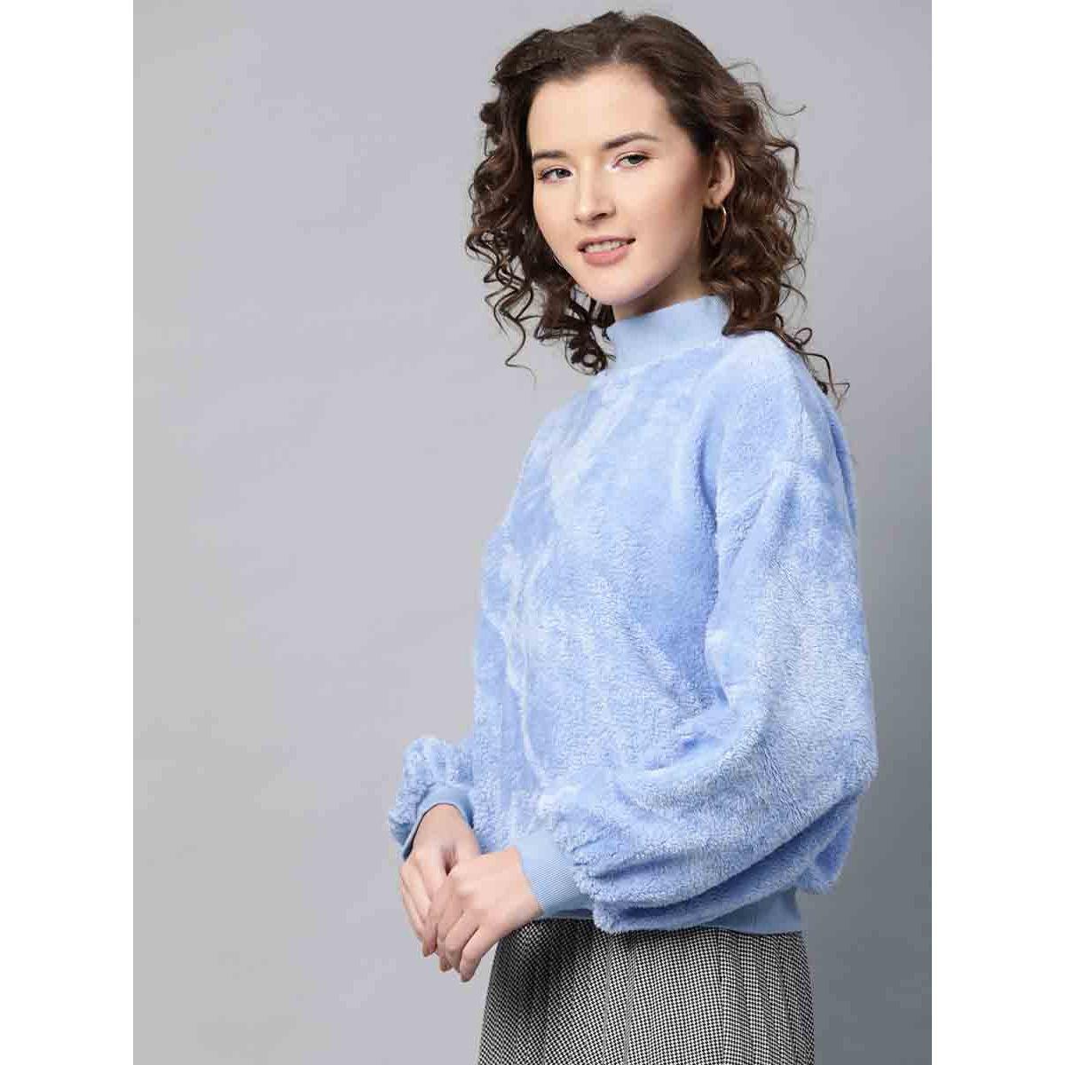Sassafras X Styli Faux Fur Relaxed Fit Balloon Sleeve Sweater-women-winterwear-cardigansandjumpers-jumpers-image-2