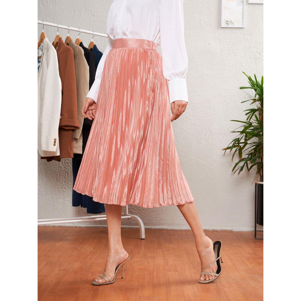 تنورة ميدي مزينة بكسرات ساسافراس × ستايلي-women-clothing-bottoms-skirts-image-3