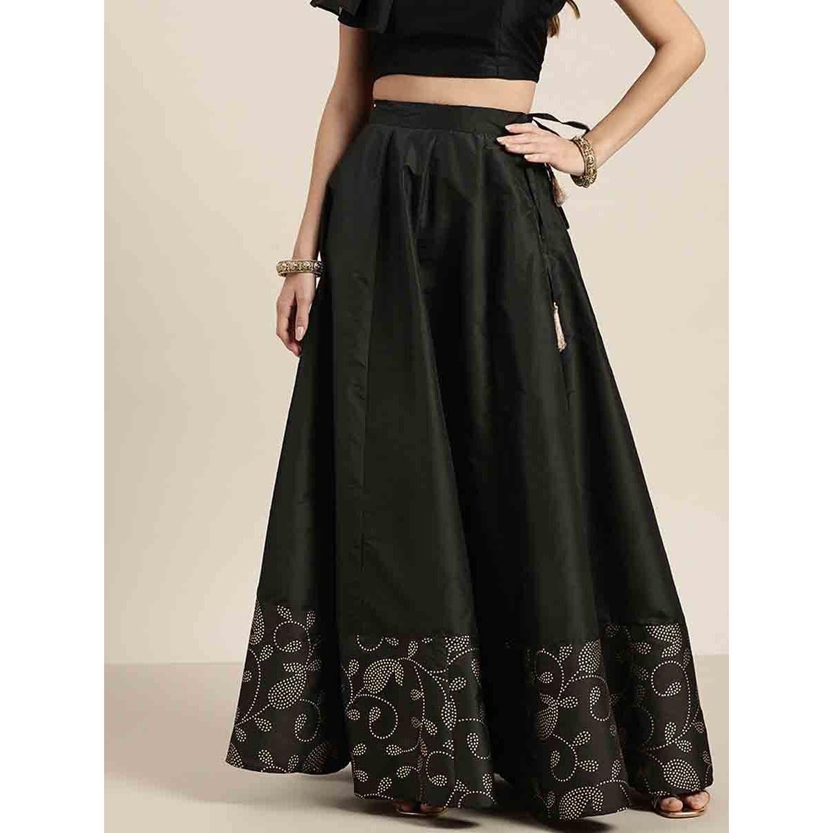 تنورة واسعة بطبعة بيزلي ساسافراس × ستايلي-women-clothing-bottoms-skirts-image-1