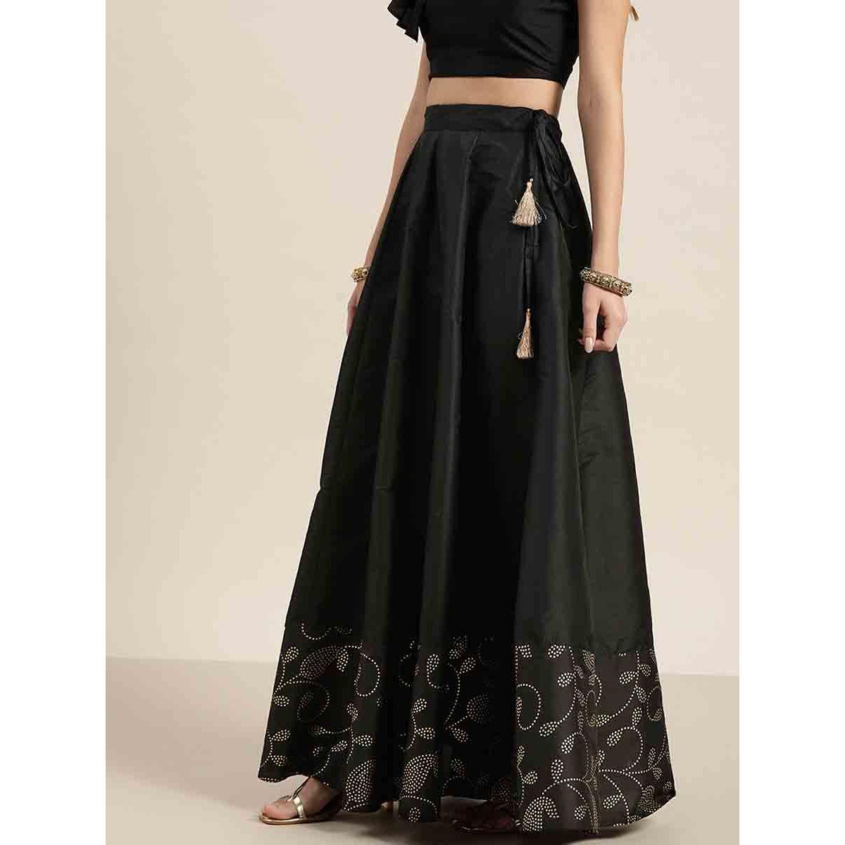 تنورة واسعة بطبعة بيزلي ساسافراس × ستايلي-women-clothing-bottoms-skirts-image-2