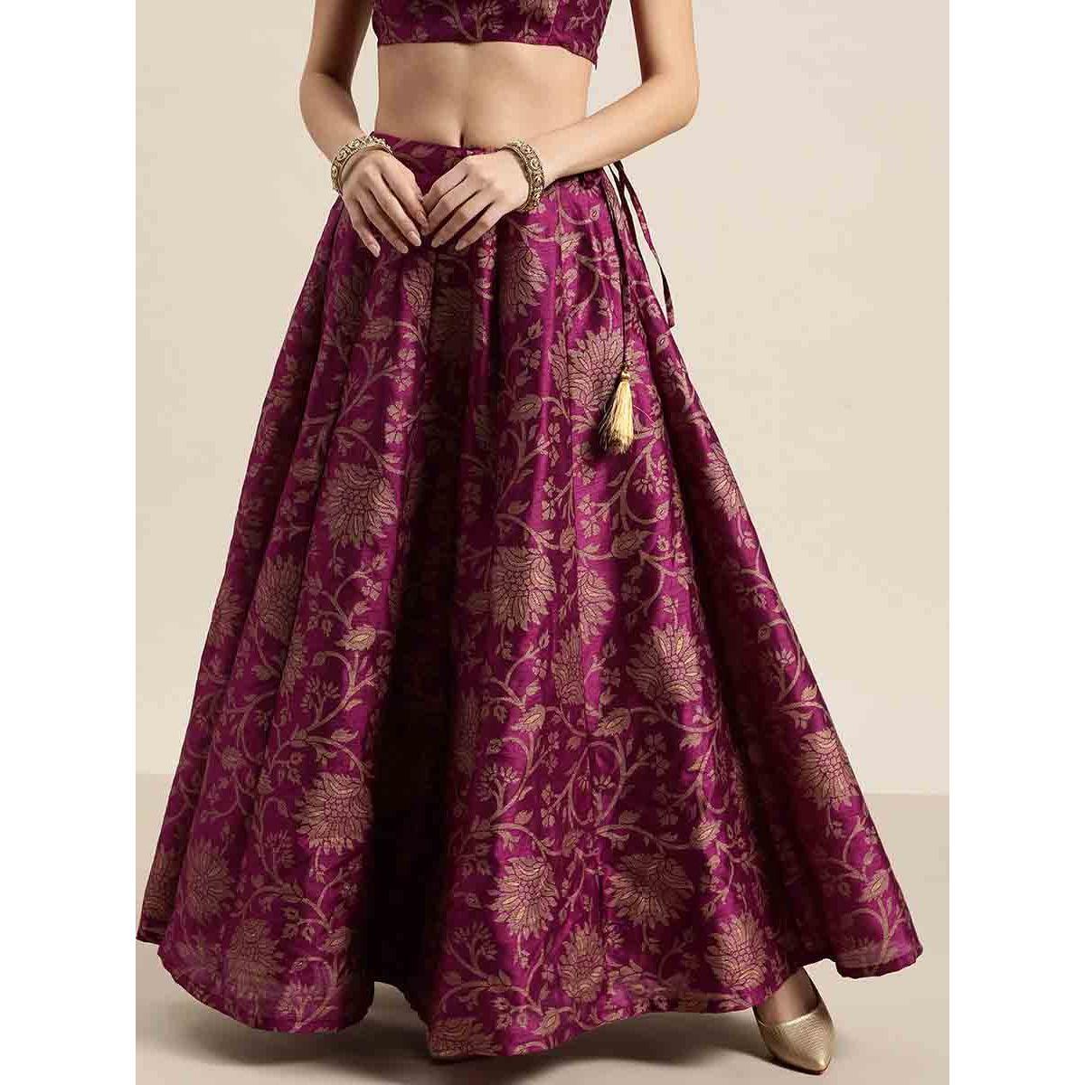 Sassafras X Styli Jacquard Floral Textured Flared Skirt-women-clothing-bottoms-skirts-image-1