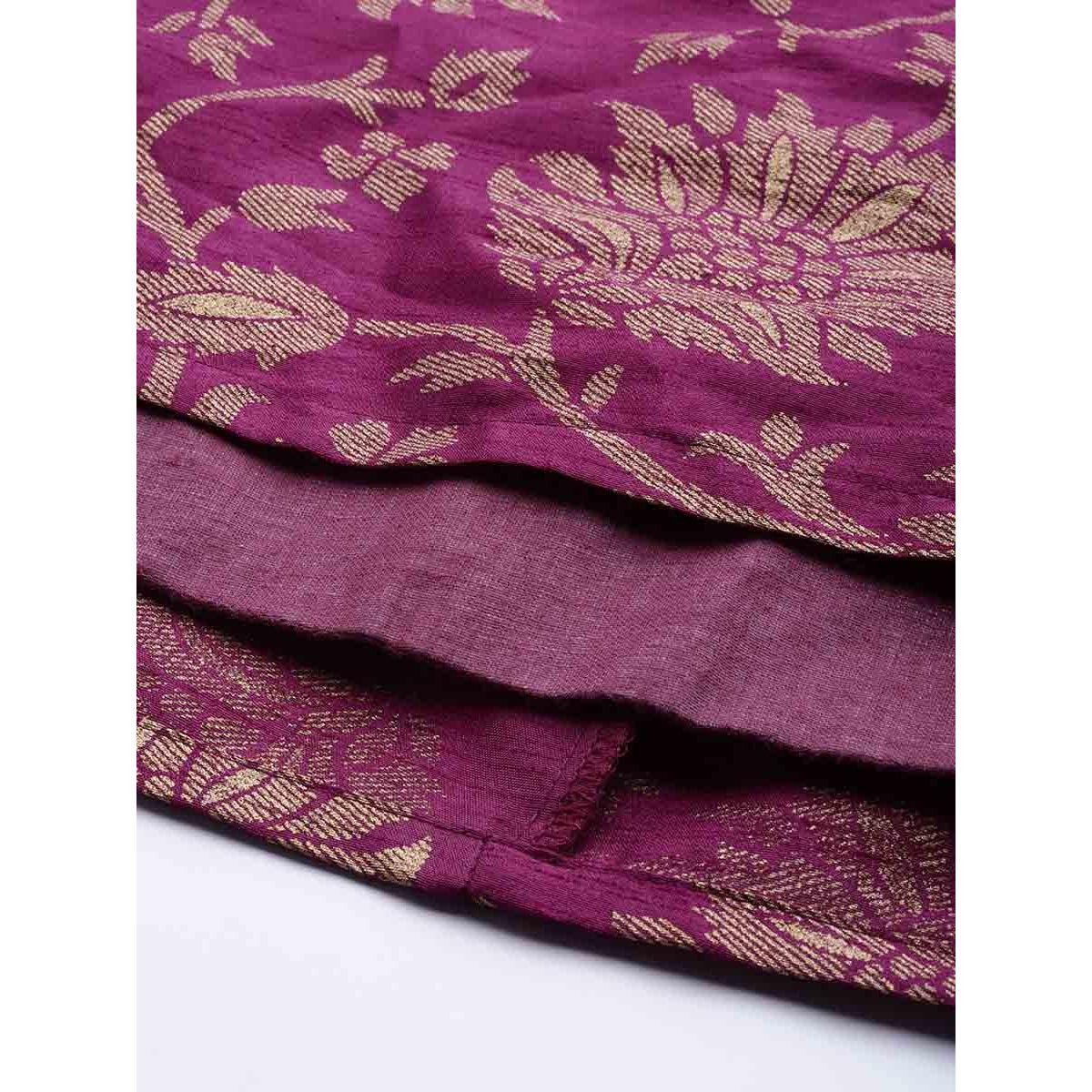 Sassafras X Styli Jacquard Floral Textured Flared Skirt-women-clothing-bottoms-skirts-image-6