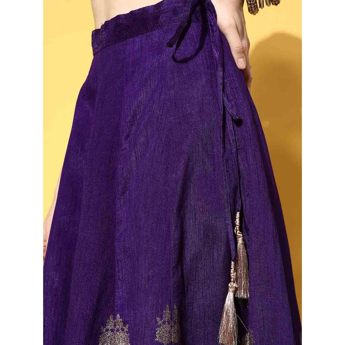 Sassafras X Styli Foil Print Flared Skirt with Tassel Drawstring-women-clothing-bottoms-skirts-image-3