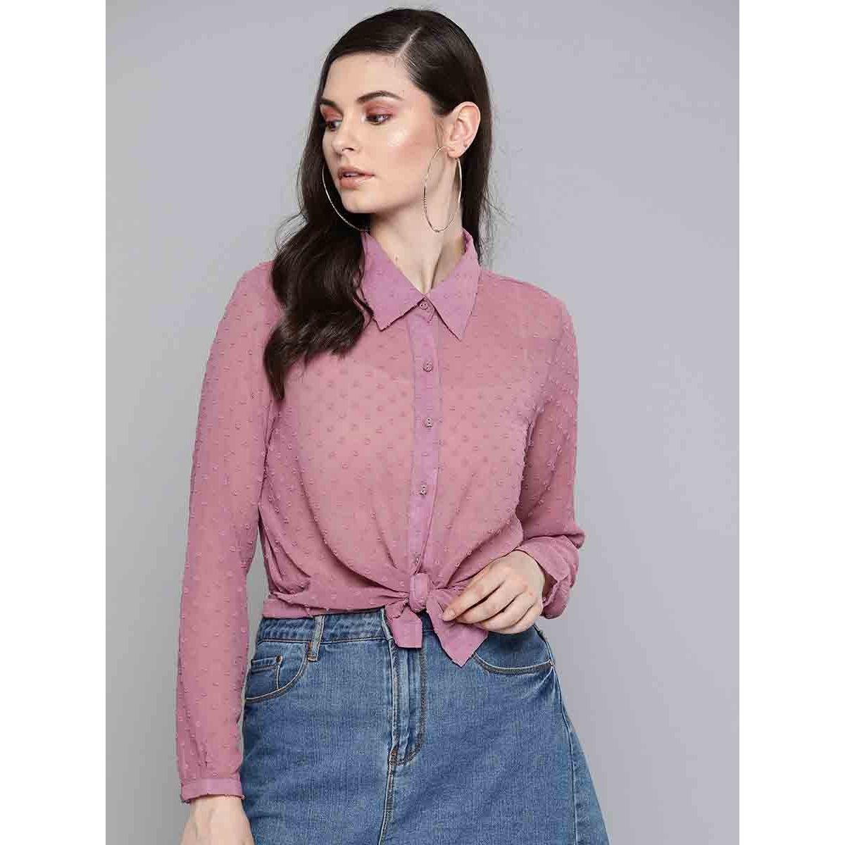 Sassafras X Styli Dobby Sheer Boxy Fit Shirt-women-clothing-shirtsandblouses-shirts-image-1